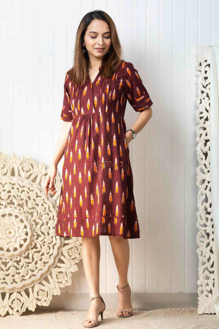 Buy Excellent WS800 Hrudya Short Ikkat Dress Online | Kessa