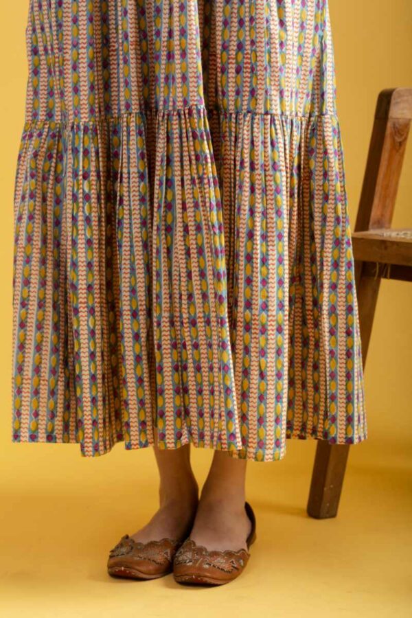 Buy Awe-inspiring WSR377 Nandini Handblock Cotton Dress Online | Kessa