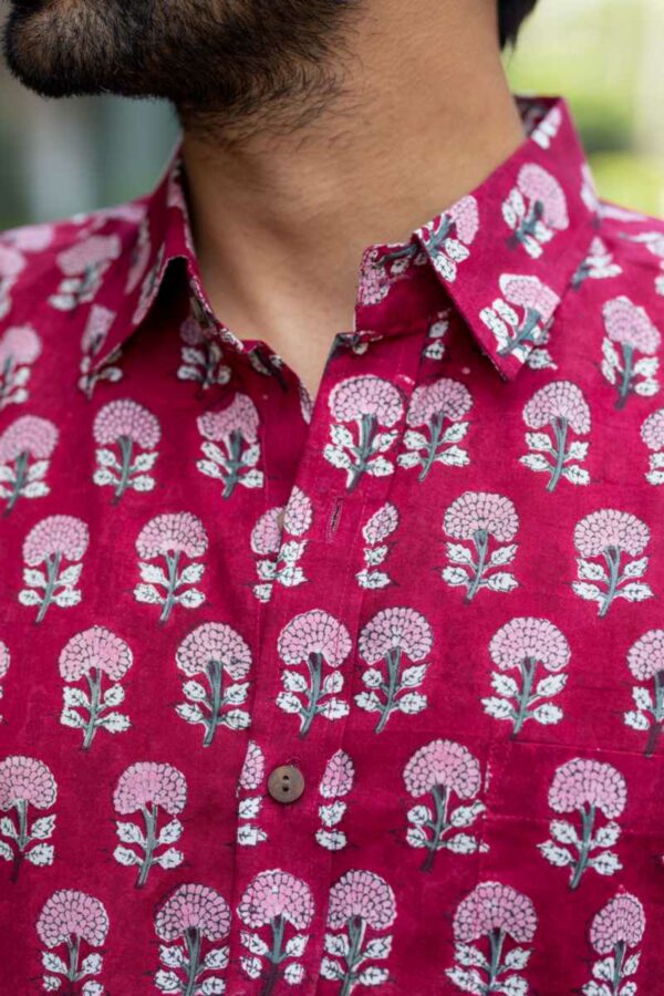 Image for Kessa Bpr30 Lekhit Handblock Men Half Sleeves Shirt Closeup