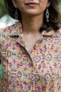 Image for Kessa Wsr389 Komal Cotton Handblock Shirt Closeup