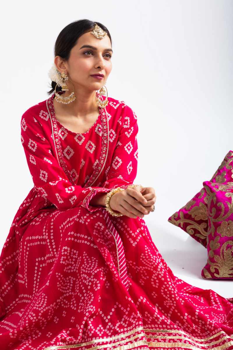 Ekatara Cotton Bandhini Print Dress - XS