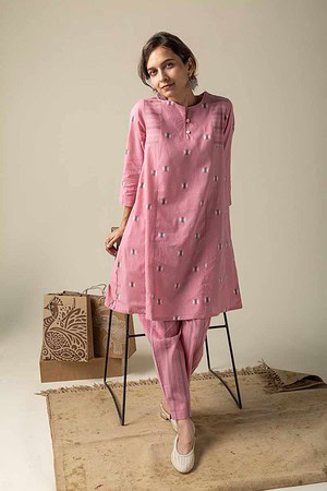 Image for Kessa Ne116 Leenakshi Handloom Cotton Top Pant Set Featured