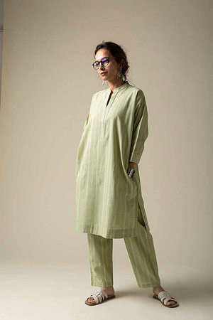 Image for Kessa Ne78 Aatmaja Handloom Cotton Kurta Pant Set Featured